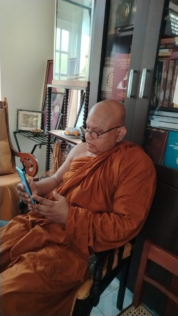 2025 Jul 01 - Nayaka Hamuduruwo met with the Mahanayaka Thero of Amarapura Dharma Rakshitha Chapter today and talked about the upcoming Upasampada Pinkama....